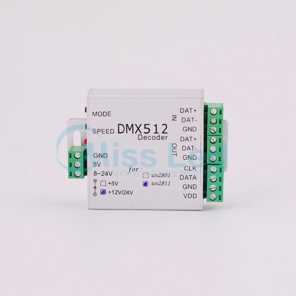 

Wholesale DMX Controller DMX512 for WS2811 2812B DC 12-24V Pixel LED Strip Light SPI Converter 512 Output Max 170 Pixels