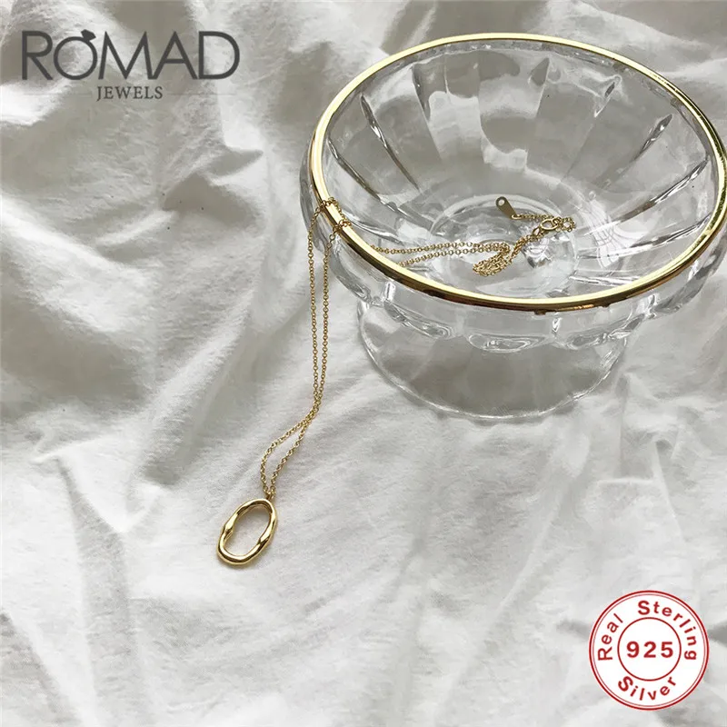 

ROMAD Fashion 100% 925 Sterling Silver Jewelry Micro Inlay Cubic Zirconia Stones Safety Pin Shape Necklace for Women Female R4