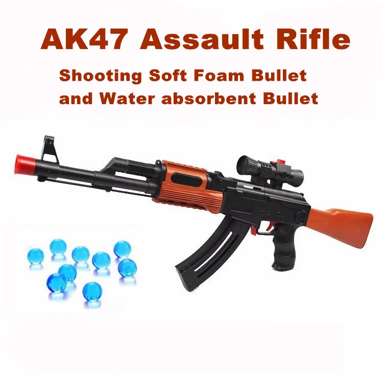 Classic Ak 47 Assault Rifle Toy Gun Shooting Soft Bullet -1975