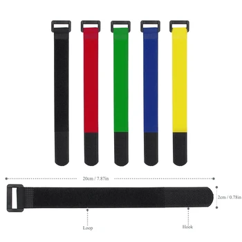 

10pcs 20mm*200mm Self Adhesive Reusable Cable Tie 8 INCH Nylon Fastener Hook and Loop Strap Cord Ties PC TV Organizer