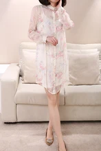 Hot sale women blouse 100% silk female shirt silk dress long coat sun proof clothing ultraviolet-proof b147