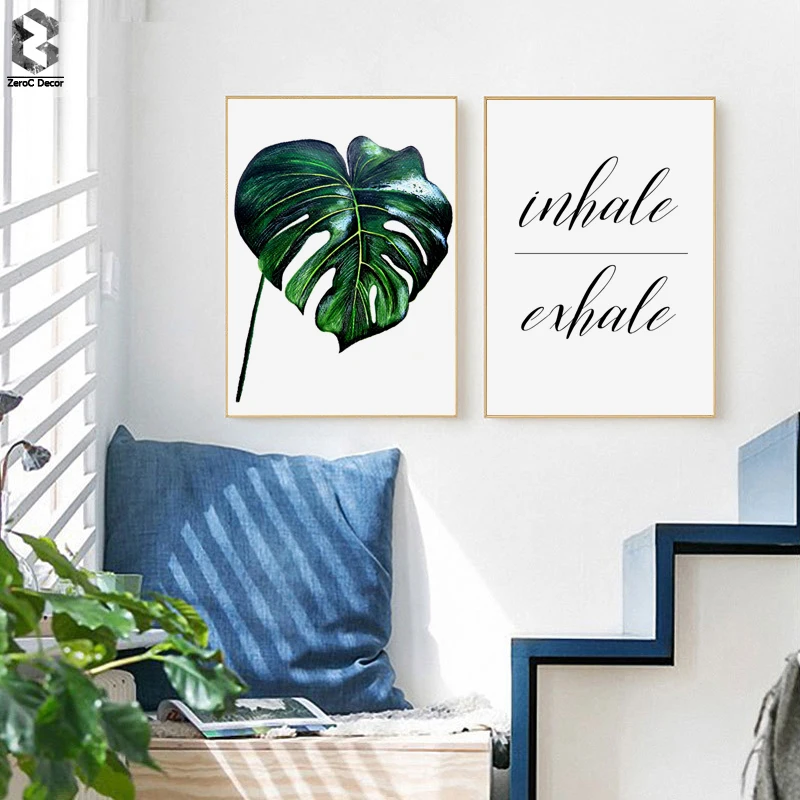 

Nordic Fresh Monstera Canvas Art Prints and Posters, Modern Canvas Painting Wall Art Leaf Picture for Living Room Home Decor