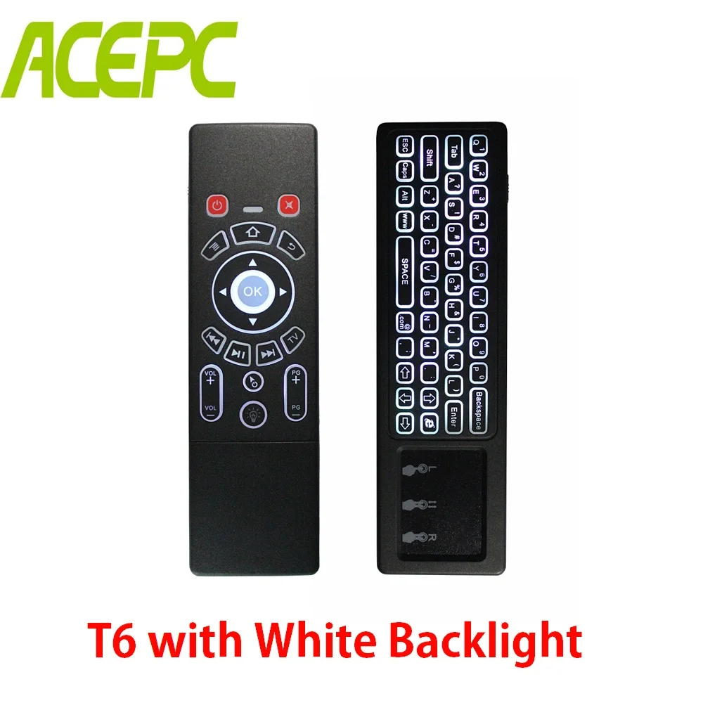 

T6 Air Mouse With White Backlight English Version 2.4G Fly Mouse Keyboard Wireless Touchpad Remote Control for TV Box Smart TV