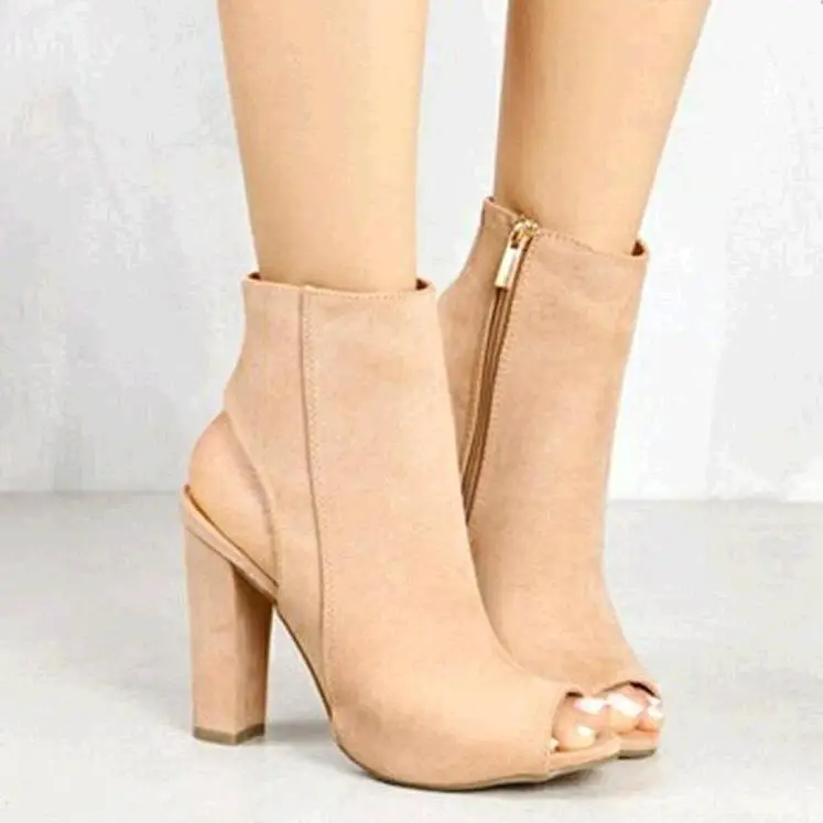 

2019 summer new fish mouth super high heel women's sandals large size explosion section thick with suede sandals