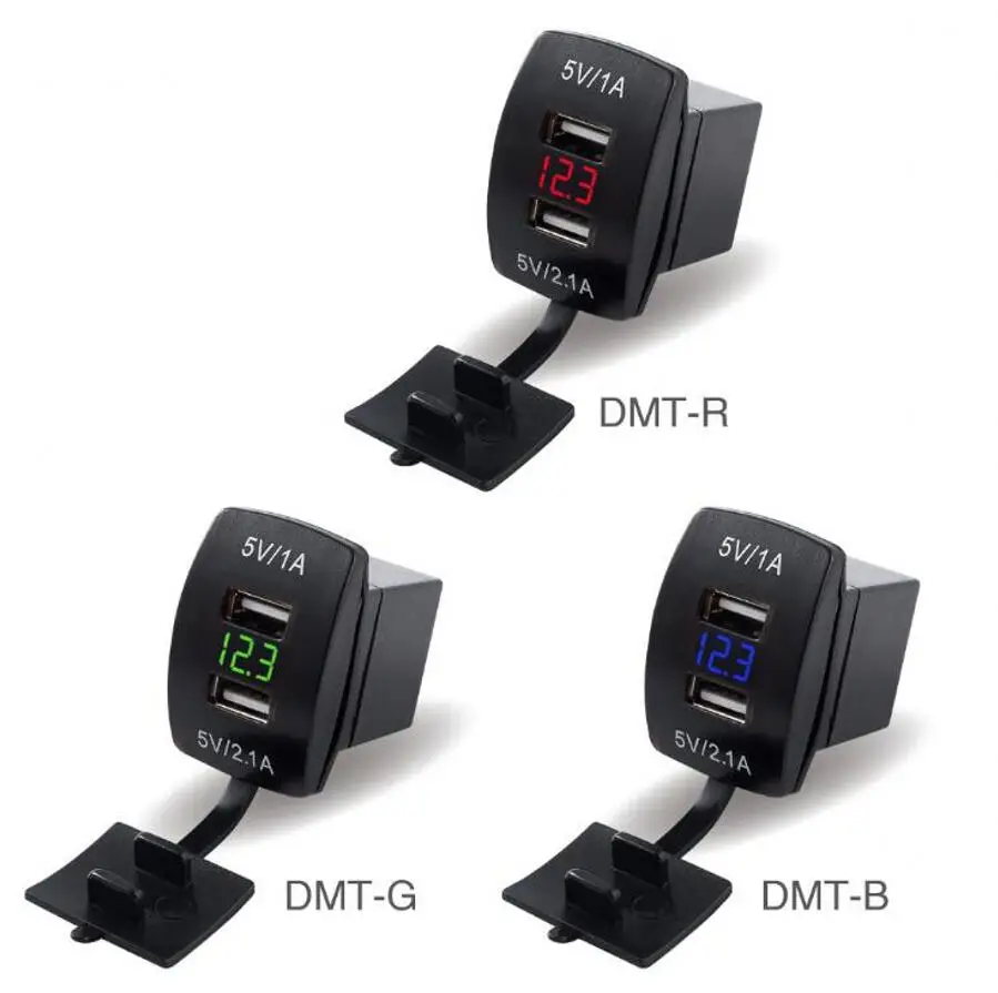 

12v 24V dual usb car charger socket motorcycle waterproof LED voltage meter Power Adapter For truck Motorcycle USB charging