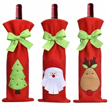 1 шт. красное вино бутылка крышка сумки украшение дома вечерние Санта Клаус Рождество