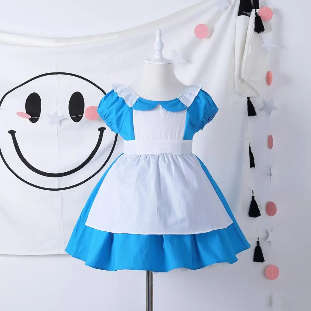 Платье для маленьких девочек в стиле Alice in Wonderland костюм косплея платье