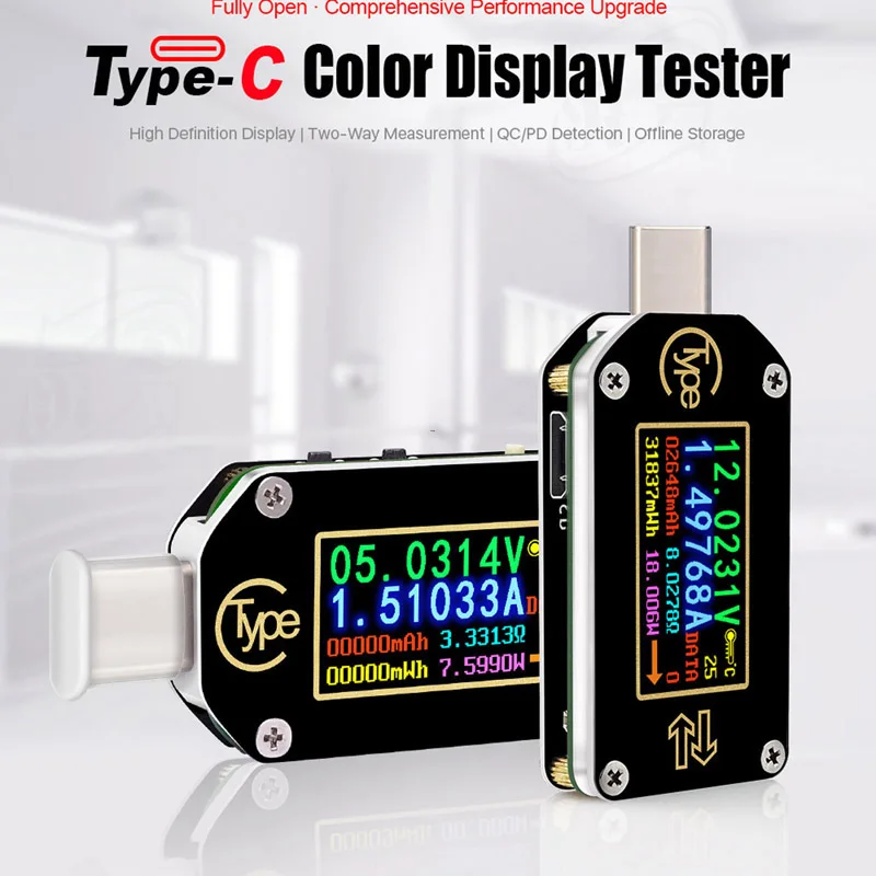 

TC66/TC66C Type-C PD trigger USB-C Voltmeter ammeter voltage 2 way current meter multimeter PD charger battery USB Tester