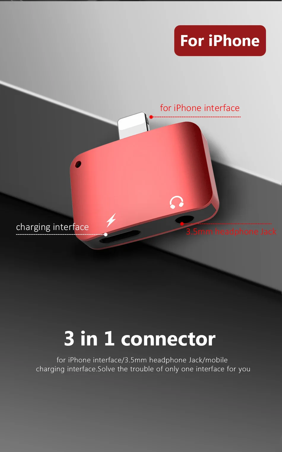 !ACCEZZ Mini 2 IN 1 Lighting Audio Charging Converter For iphone X 8 7 Plus XS MAX XR 3.5mm Headphone Jack Adapter AUX Splitter (6)