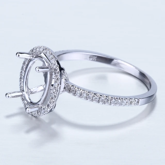 10k White Gold Diamond Engagement Wedding Semi Mount Ring 7X9mm Oval Prong Set 3