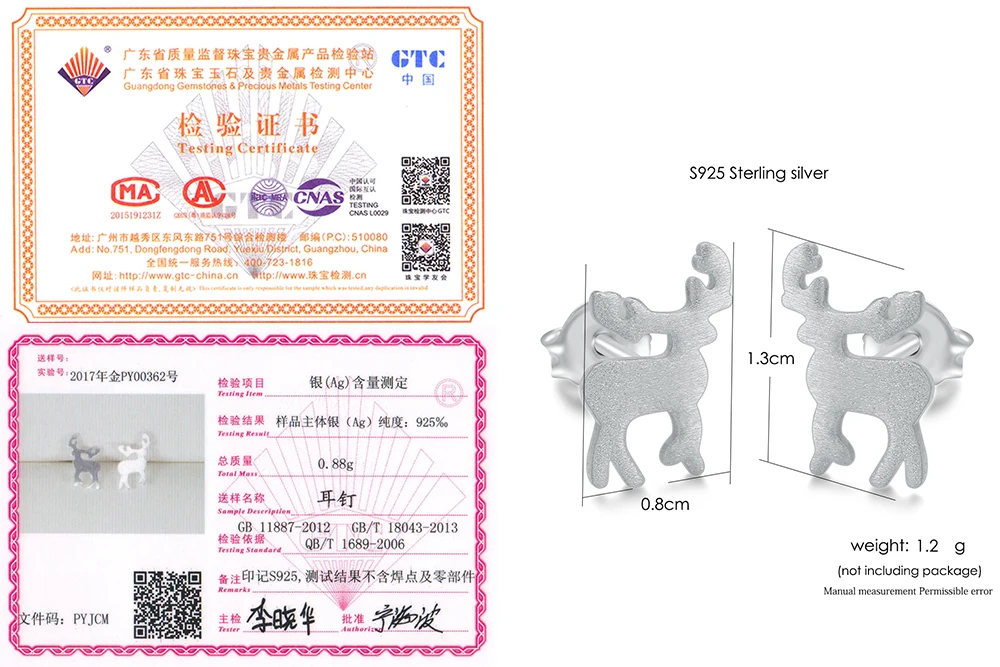 LAMOON Wiredrawing Lovely Deer 100% 925-Стерлинговое Серебро серьги-гвоздики S925 ювелирные украшения для женщин Девушка Рождественский подарок LMEY259