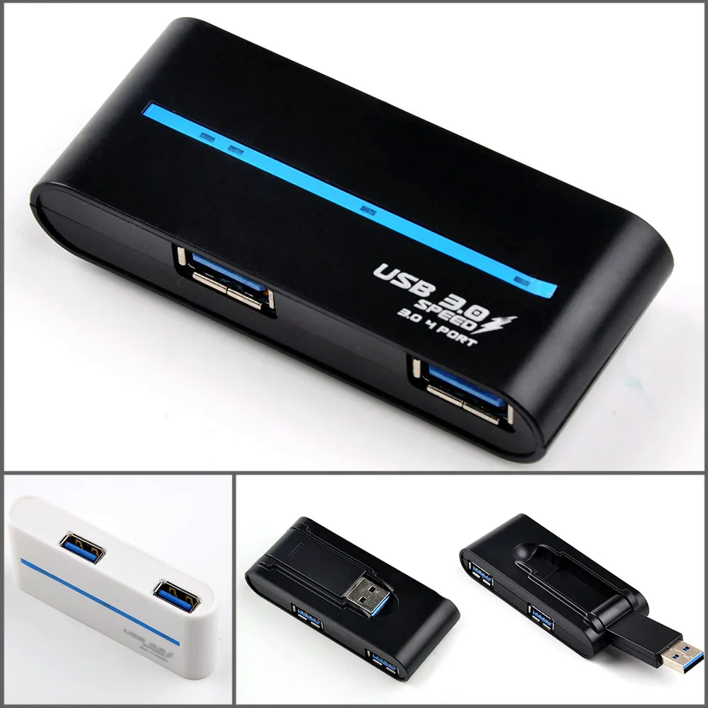 Мини 4 порты и разъёмы USB 3,0 поворот концентратор адаптер для настольных ПК ноутбука тетрадь расширения