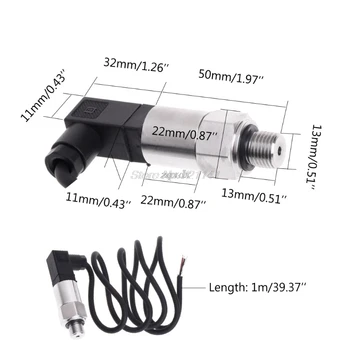 

Pressure Transmitter Pressure Transducer Sensor 0-10bar 9-32VDC G1/4 4-20mA 0.5% Dec12 Dropship