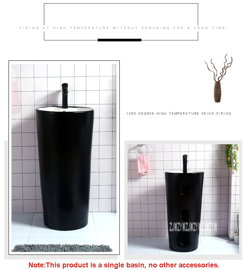 XRH468 креативный цельный напольный умывальник, бытовой, для ванной комнаты, гостиничный керамический умывальник, современная простота, вертикальный черный умывальник 9л