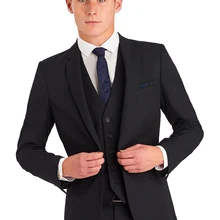 Новое поступление; однотонные черные сделанные по заказу клиента тонкие хорошо подогнанная Мужская комплекты из 3 предметов одежды в джентльменском стиле свадебные костюмы для мужчин