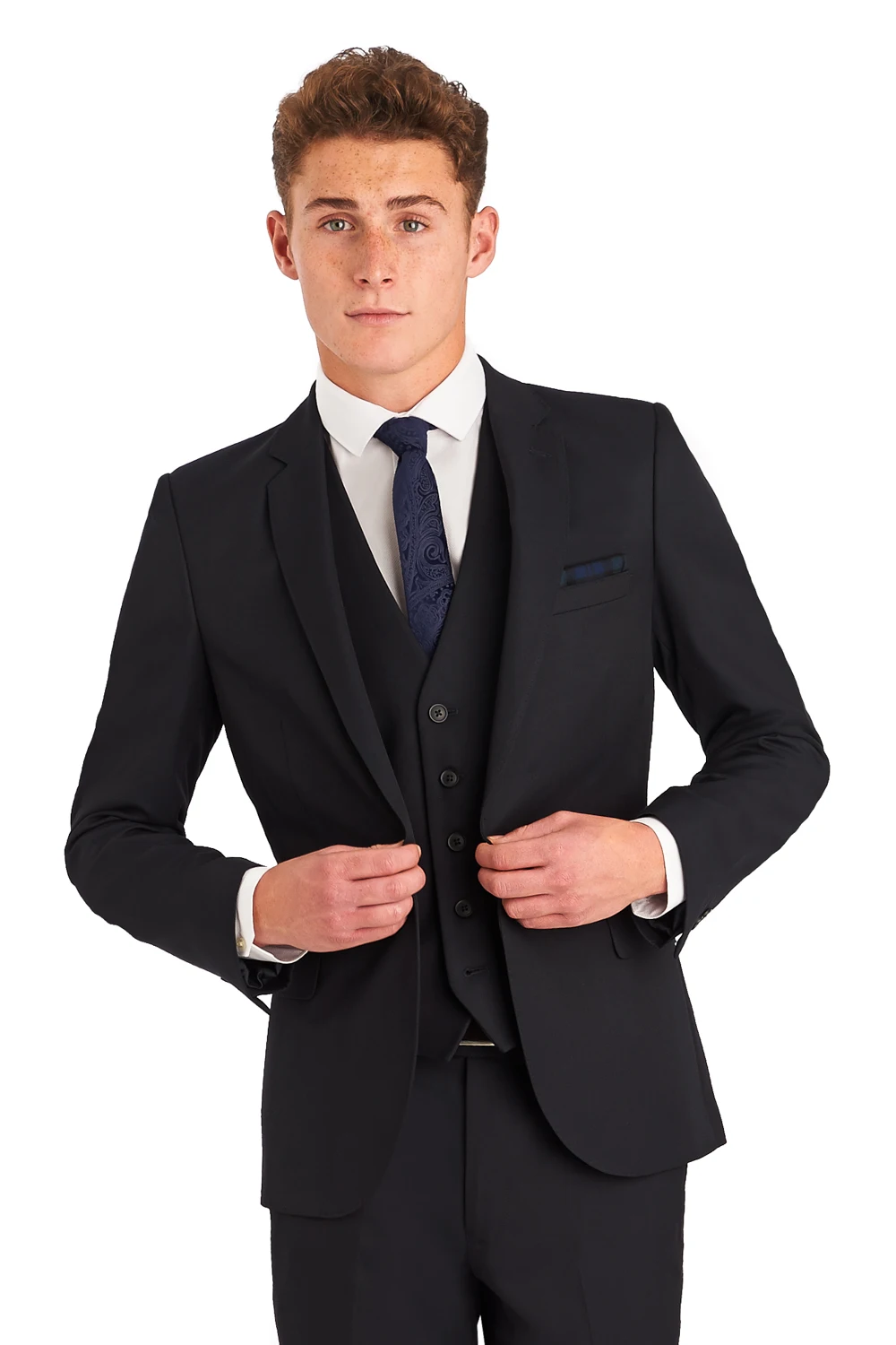 New Arriving Solid Black Custom Made Slim Fit Mens 3 Piece Suits Gentleman Wedding Suits For 