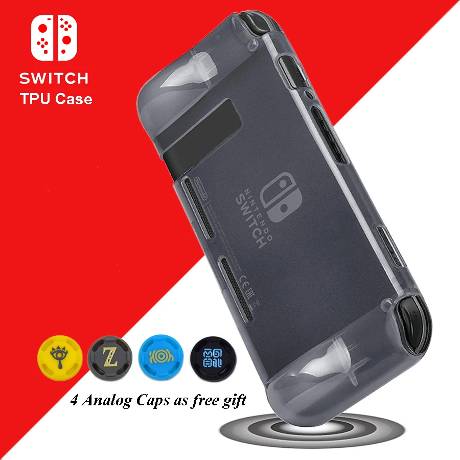 

Nintend Switch NS Accessories Anti-Scratch Soft TPU Clear Case Nintendos Protective Skin Cover with 4 Caps for Nintendo Switch