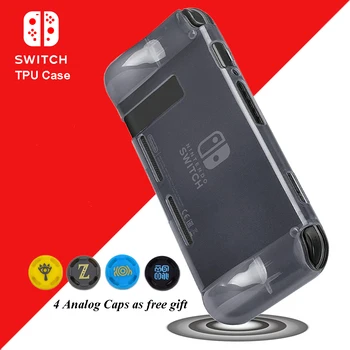 

Nintend Switch NS Accessories Anti-Scratch Soft TPU Clear Case Nintendos Protective Skin Cover with 4 Caps for Nintendo Switch