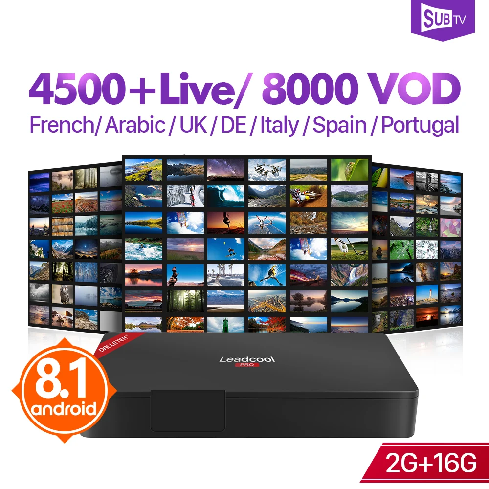 

Leadcool Pro France IPTV Subscription IP TV Box Android 8.1 RK3229 2G 16G IPTV Italy Portugal France Turkish Arabic Dutch IP TV