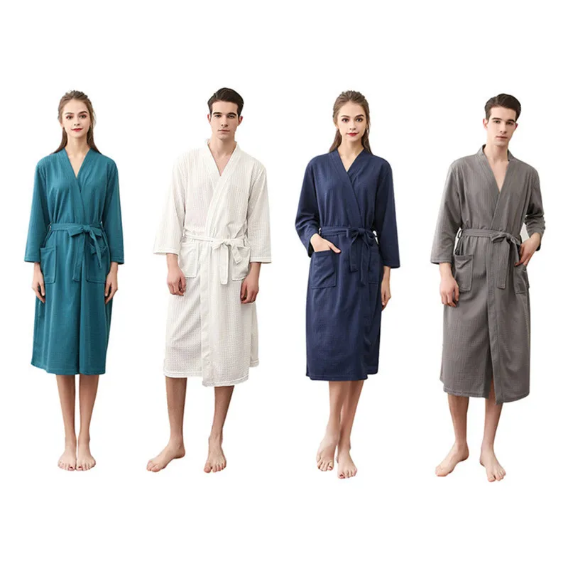 Sommer Liebhaber Saugen Wasser Kimono Bademantel Sexy Waffel Bademantel frauen bademantel Herren Dressing Kleider Männlichen Salon Roben