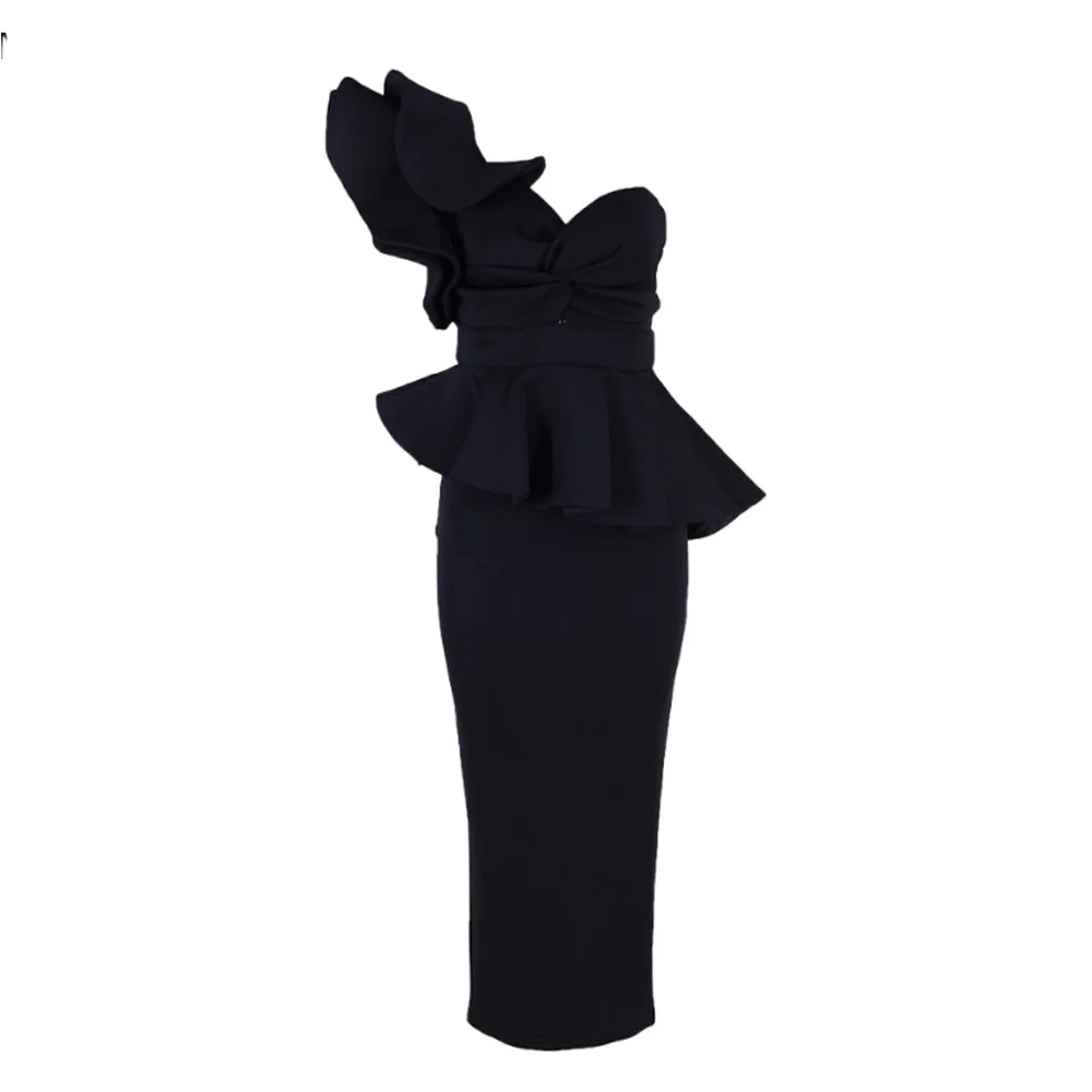 TANG Summer Sexy Deep V-Neck Strapless Dress High Quality Ruffles Backless Dress Luxury Evening Bodycon Bandage Dresses  (2)
