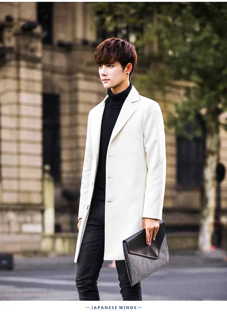 Белая мужская ветровка длинная куртка модная деловая повседневная мужская длинная куртка теплая и удобная одежда хаки синий Тренч