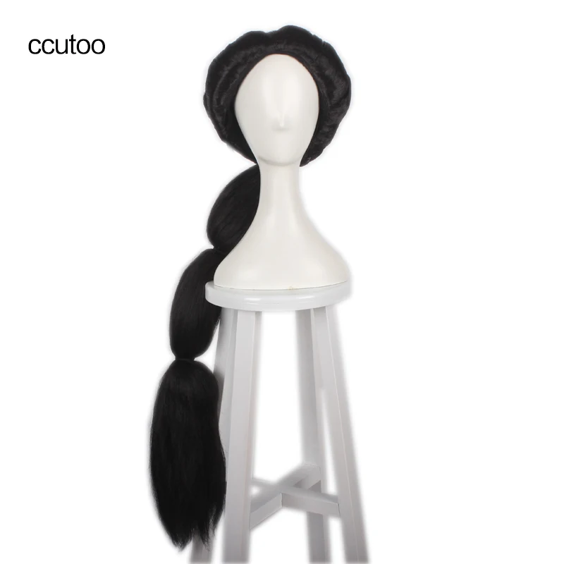 

ccutoo Black Long Braid Styled Slicked Back High Temperature Fiber Synthetic Hair Cosplay Costume Wigs Aladdin Jasmine princess