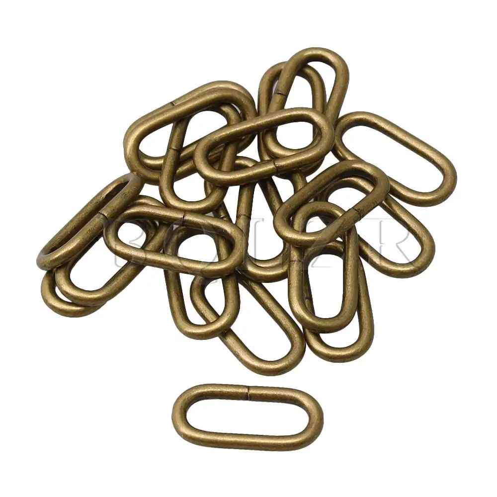 

BQLZR 20pcs 0.59inch Inner Dia Oval Metal Loop Ring Buckle Fastener Bronze