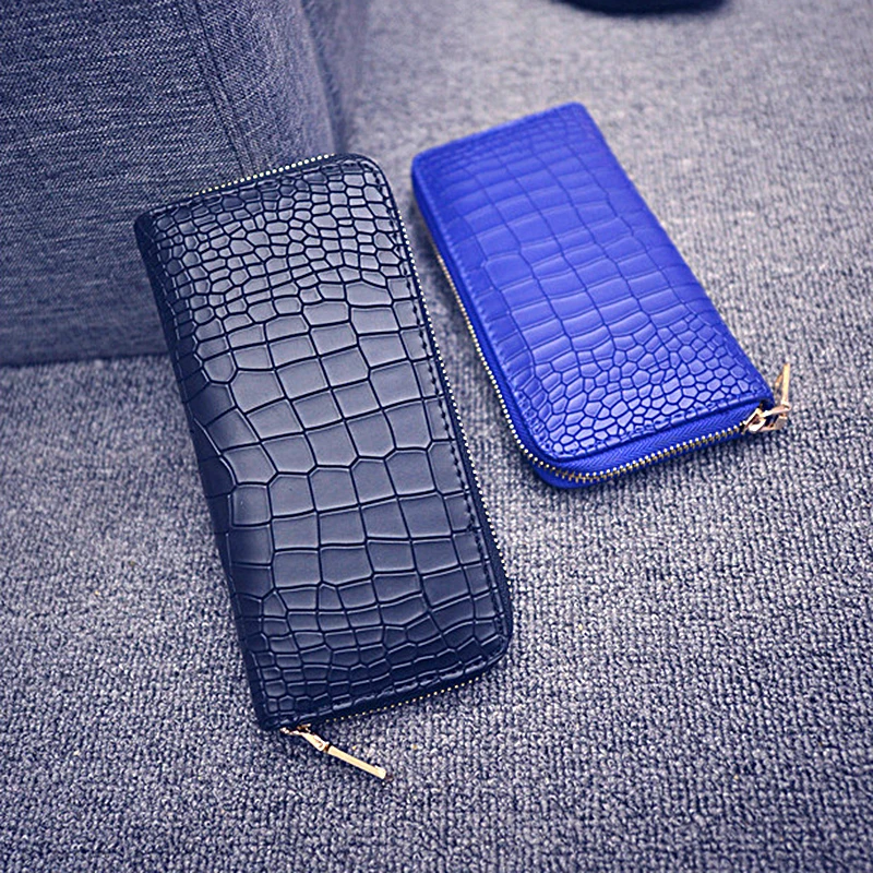 

AOEO Long Wallet Women Purses Fashion Coin Purse Card Holder Alligator Pattern Female Clutch Money Bag Girl PU Leather Wallets