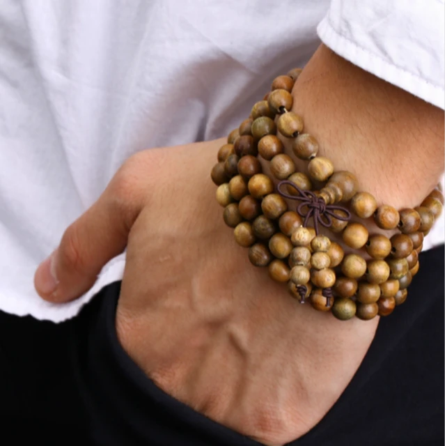 bracelet perle bois bouddhiste