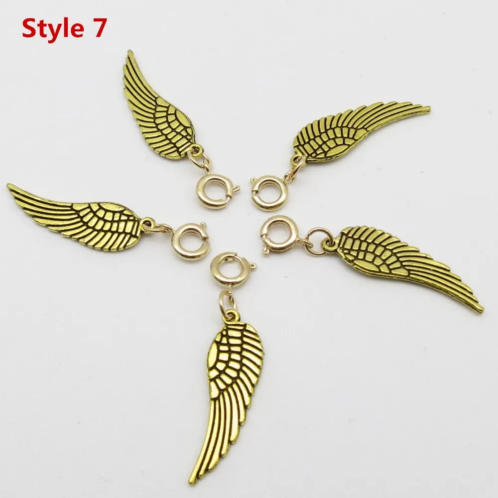 5pcs Style 7 5 шт./упак. shell Дерево DIY талисманы, подвязанные лентой, с объемной волной, дредлоки, для увеличения объема, бусины зажимы манжеты кольца Золотой застежками ювелирных изделий, дредлоки, для увеличения объема, аксессуары - Цвет: 5pcs Style 7