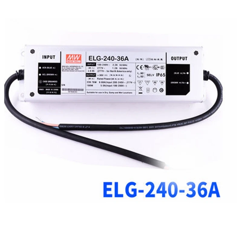 

Original MEAN WELL ELG-240-36A 240W 36V 6.66A IP65 adjustable Power Supply Meanwell LED driver ELG-240 A type
