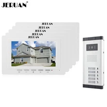 JERUAN Apartment Doorbell intercom 7 inch video intercom door phone system 5 Monitor 700TVL IR Night Vision Camera 5 Call Button