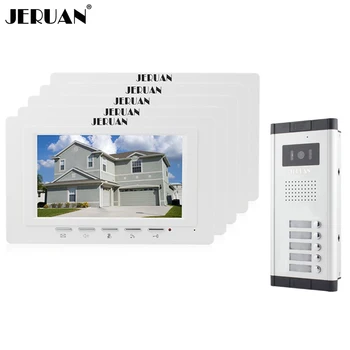 

JERUAN Apartment Doorbell intercom 7 inch video intercom door phone system 5 Monitor 700TVL IR Night Vision Camera 5 Call Button