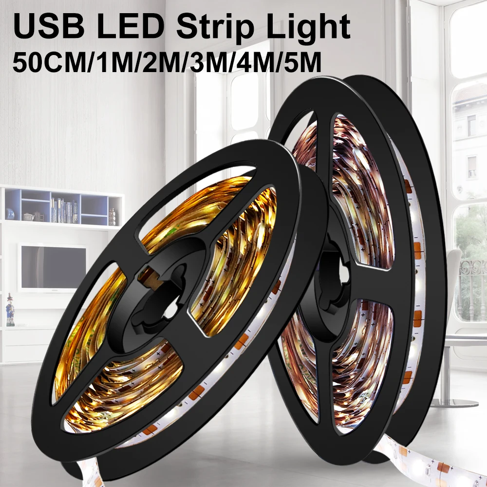 

Led Light Strip USB 5V Flexible Fita Neon Led Strip Cabinet Closet Lamp Tape Ribbon Diode 2835 5M Decor TV Backlight Lighting