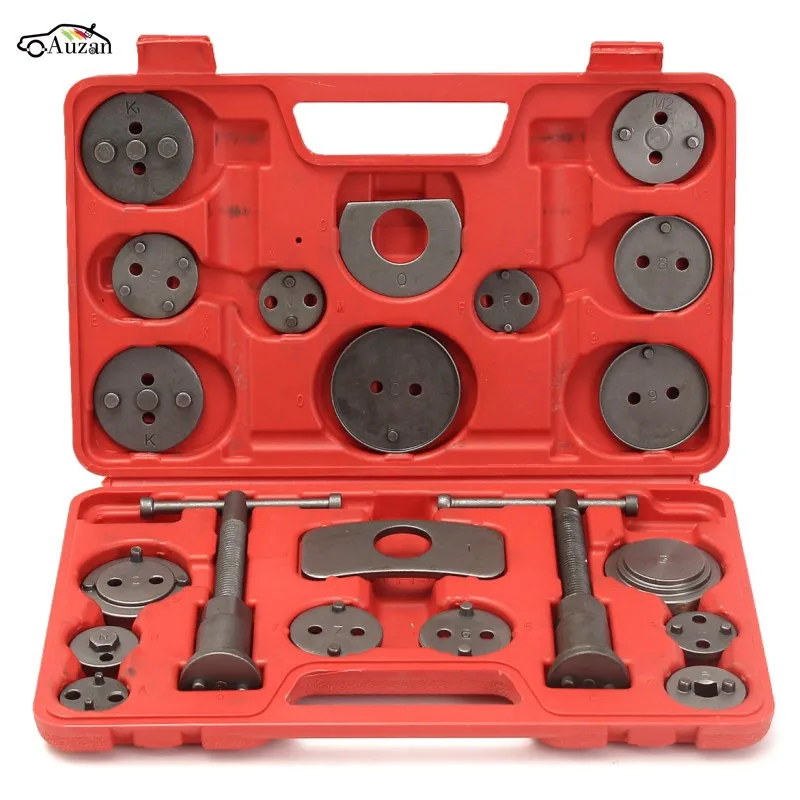 

Auzan 21Pcs Universal Car Disc Brake Caliper Pad Rewind Wind Back Brake Piston Compressor Tool Kit Magnetic handed Spindle