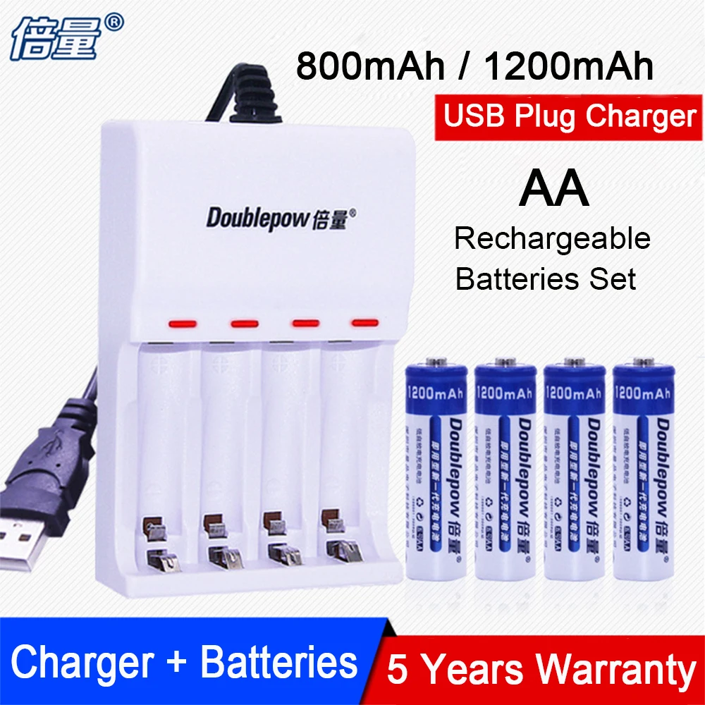 Перезаряжаемые Аккумуляторы AA Ni MH + зарядное устройство с 4 слотами USB для