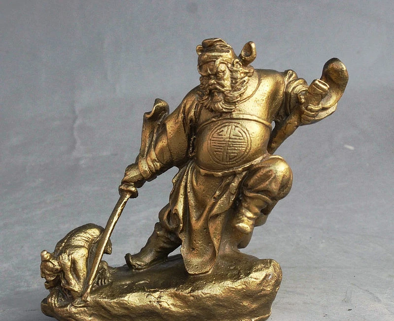 China Fengshui Brass Tianshic Zhong Kui ZhongKui Hold Sword Catch Ghost Statue | Дом и сад