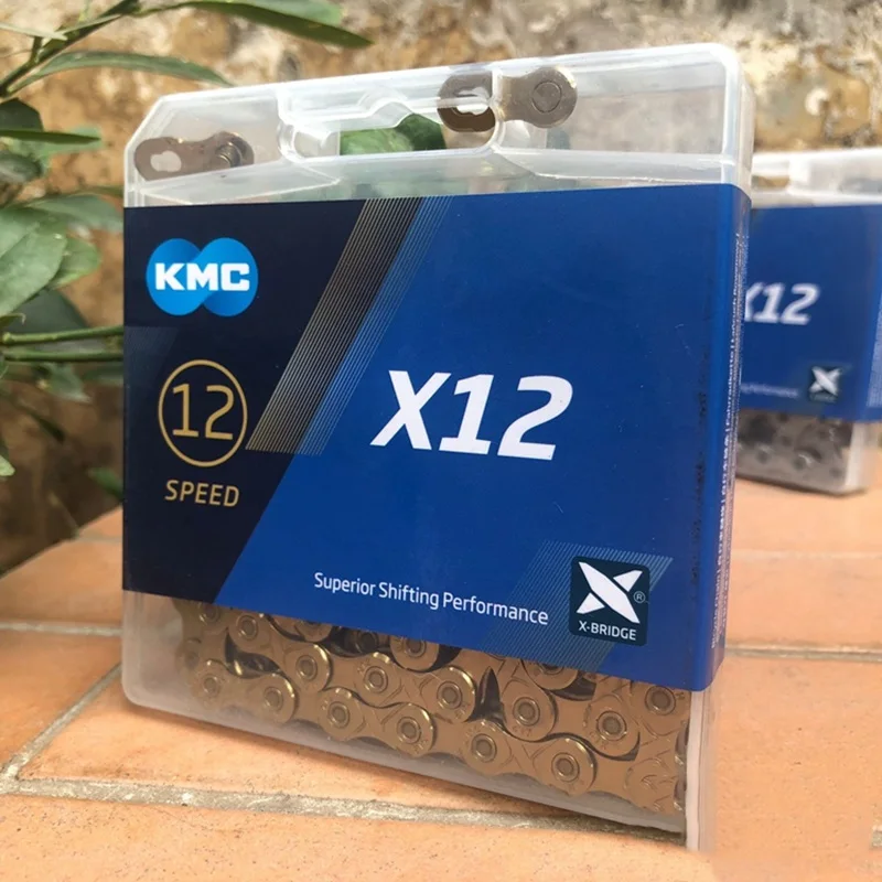 KMC X12 12 Скоростей 126л MTB горный велосипед велосипедная цепь 12 s Золотая цепь с волшебной кнопкой для деталей велосипеда с оригинальной коробкой - Цвет: KMC X12 Gold