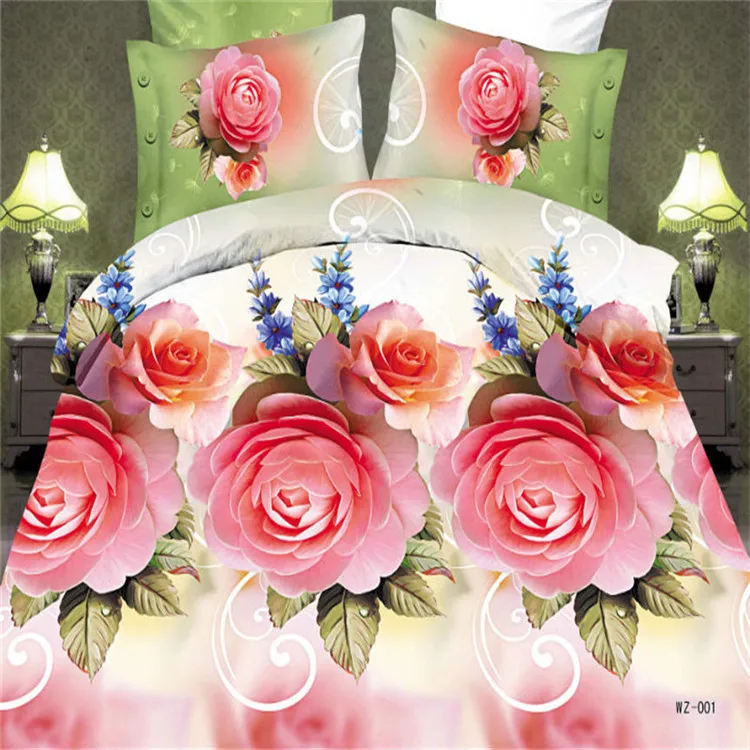 3D четыре части трехмерные розовые цветы пиона яркая Мода шлифовка одеяло постельных принадлежностей мягкий полиэстер хлопок