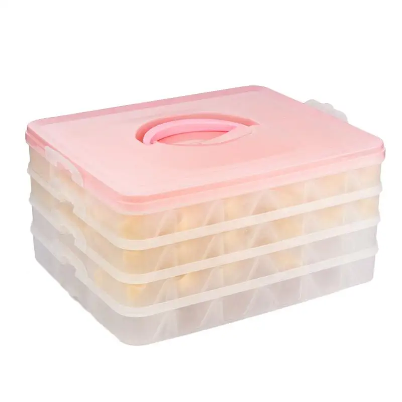 

OUNONA Plastic Storage Case Four Layers Portable Dumpling Box Container Holder Organizer Kitchen Storage Box for Refrigerator