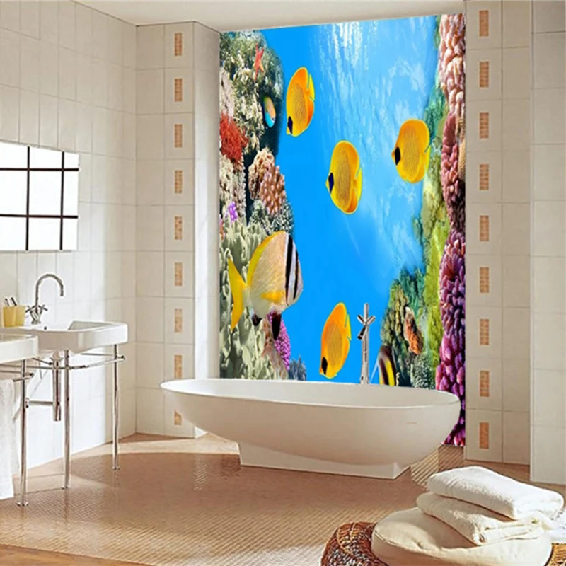 Фотообои 3D мультфильм подводный мир фрески ПВХ самоклеящиеся водонепроницаемые