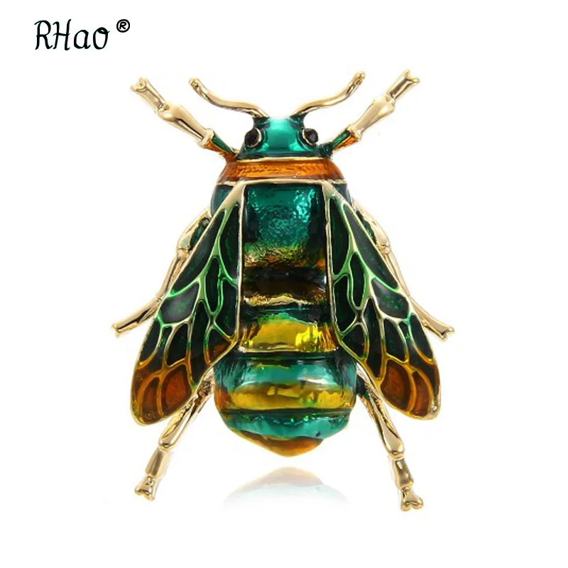 RHao Мужская брошь с животными Милая пчела Летающая насекомая брошь Детская одежда для девочек аксессуары золотой цвет черный желтый Эмаль броши ювелирные изделия