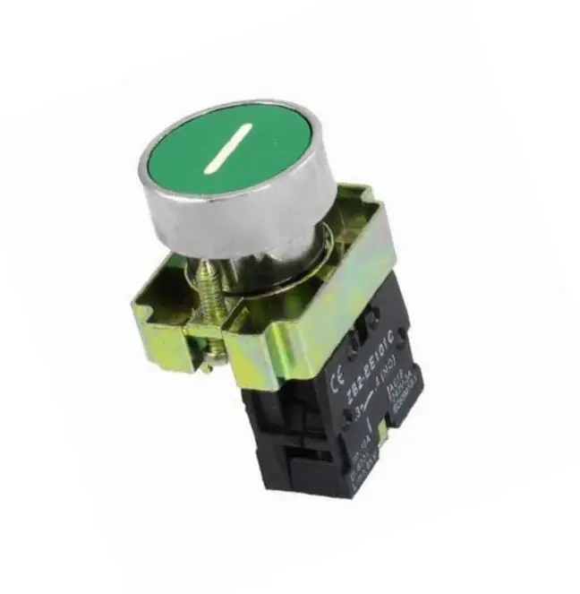 

1 no n/o momentary push button switch, 600v 10a zb2-ba3311, 22 mm, green sign