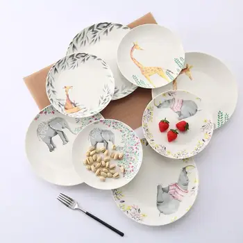 

Nordic style creative ceramic plate European tableware breakfast dish lovely cartoon steak plate