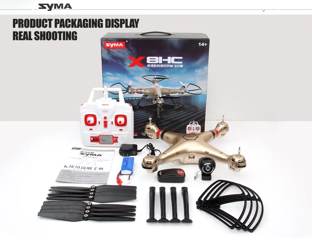 SYMA X8HW(W/Wi-Fi в режиме реального времени) X8HC X8HG(нет Wi-Fi в режиме реального времени) 6 оси 4CH Квадрокоптер с дистанционным управлением Drone HD Камера вращаю вертолет высокой нагрузки