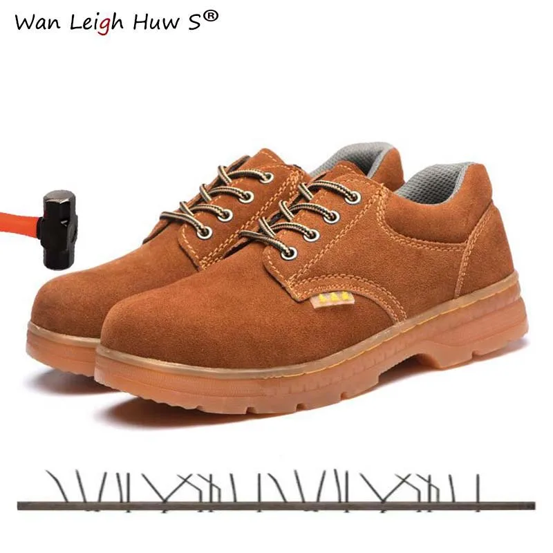 

Mens Safety Work Shoes Men Steel Toe Cap Boots Genuine Leather Breathable Labor Insurance Beef Tendon Puncture Proof Casual Boot