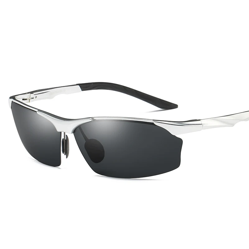 YSO солнцезащитные очки Для мужчин поляризационные UV400 алюминия и магния рамка солнцезащитные очки вождения очки полу без оправы аксессуары для Для мужчин 8513 - Цвет линз: Silver-Black