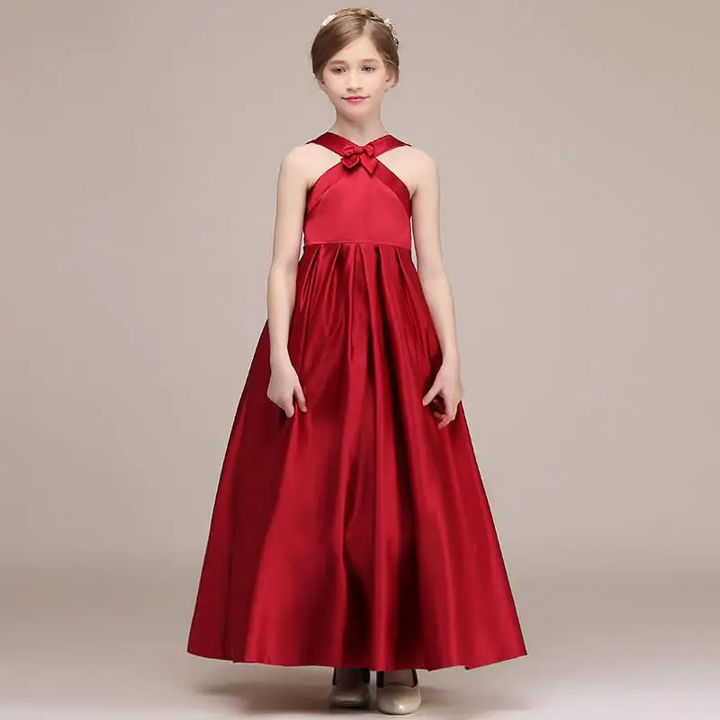 

2019 New Kids Girls Bowknot Princess Prom Gown Teen Girl Elegant Brief Formal Party Dress Children Wedding Birthday Vestido Q433