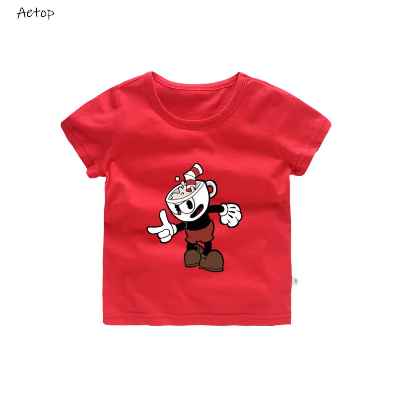 От 2 до 12 лет футболка детская с короткими рукавами Cuphead And Mugman дьяволом Детская